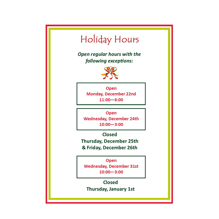 Holiday Hours